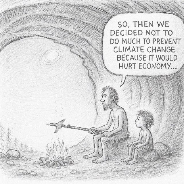 Comic: So, then we decided not to do much to prevent climate change because it would hurt economy...